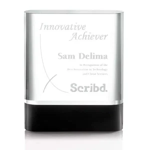 Clear and Black Optical Crystal Rounded Award