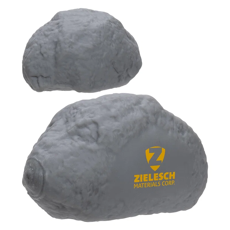 Close-up of the custom Tuff Rock stress reliever's logo imprint area