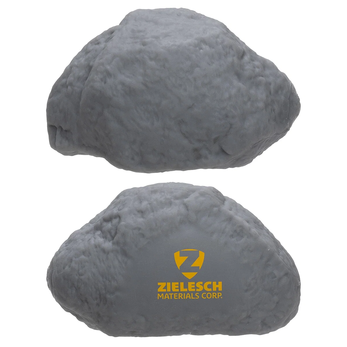 Tuff Rock stress reliever held in hand, promotional squeeze-toy shot