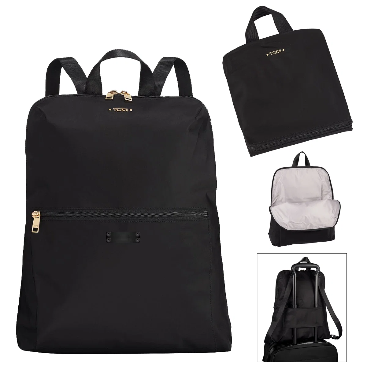 Black backpack from a corporate travel collection