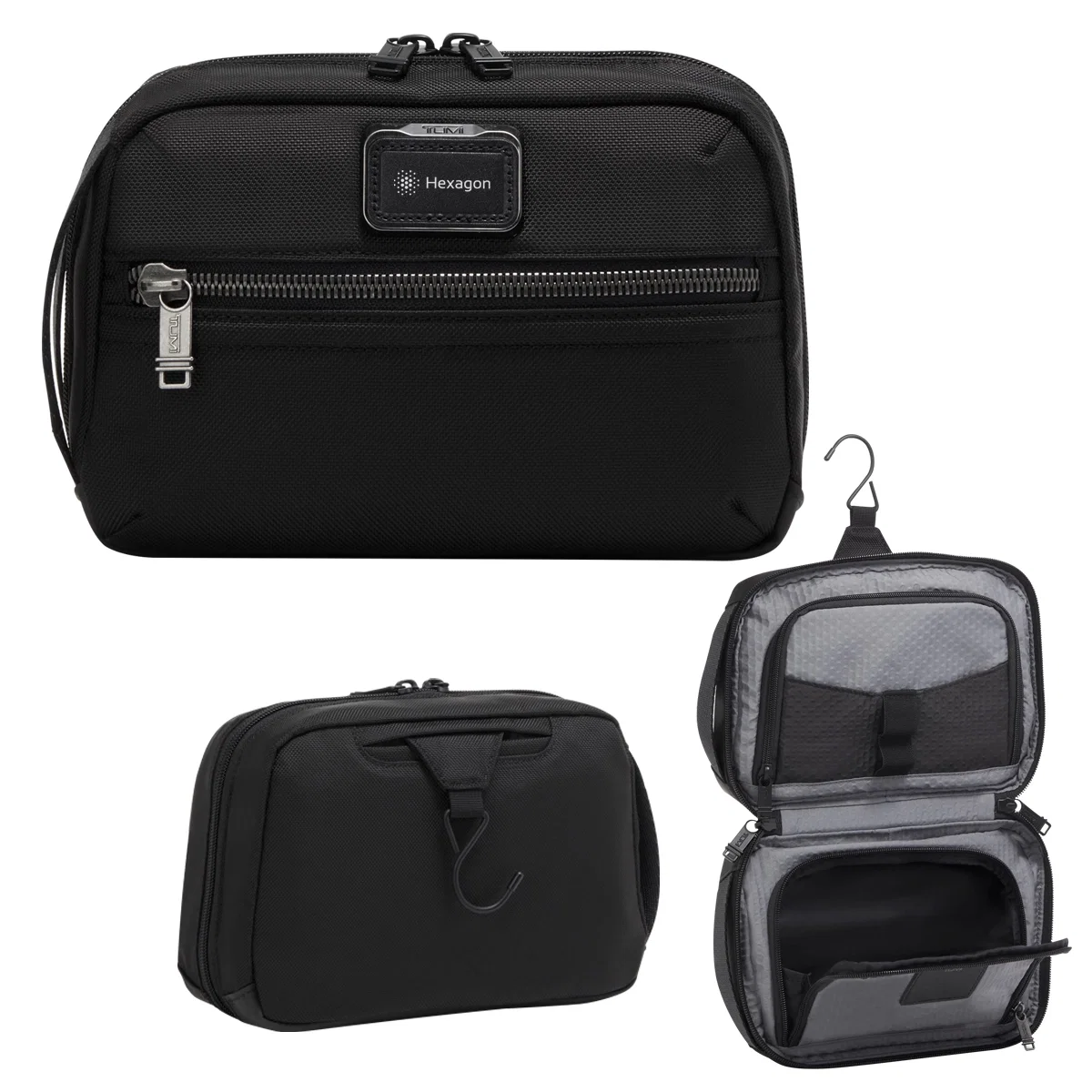Black zippered travel kit sized for toiletries and small essentials