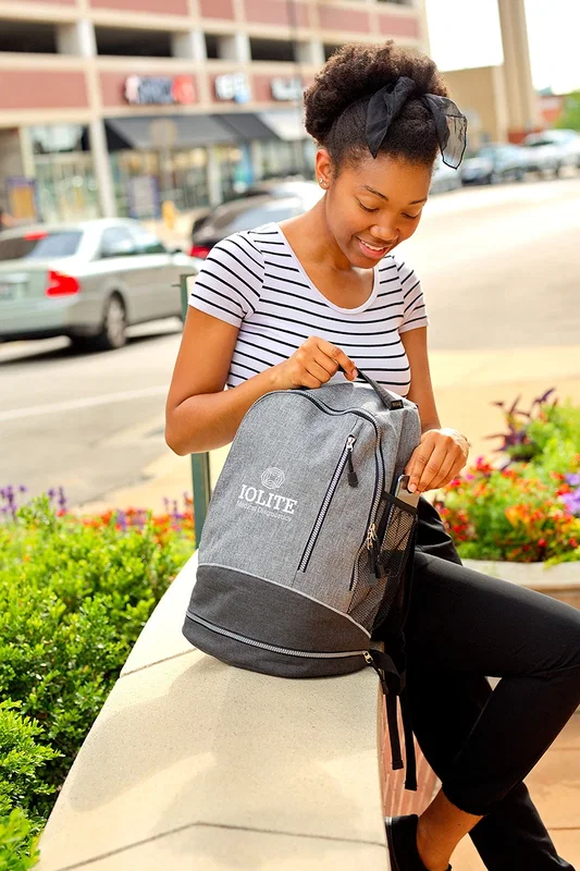Close-up of the Tun Polycanvas Urban Backpack's imprint area