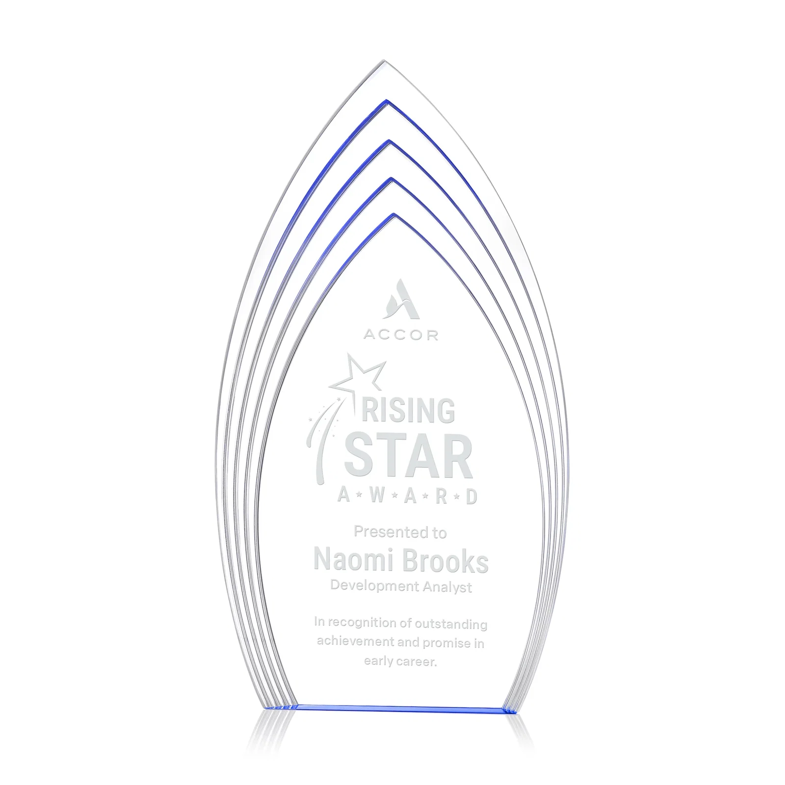 Personalized Layered Acrylic Arrowhead Award with Color-Reflecting Base for graduation ceremonies