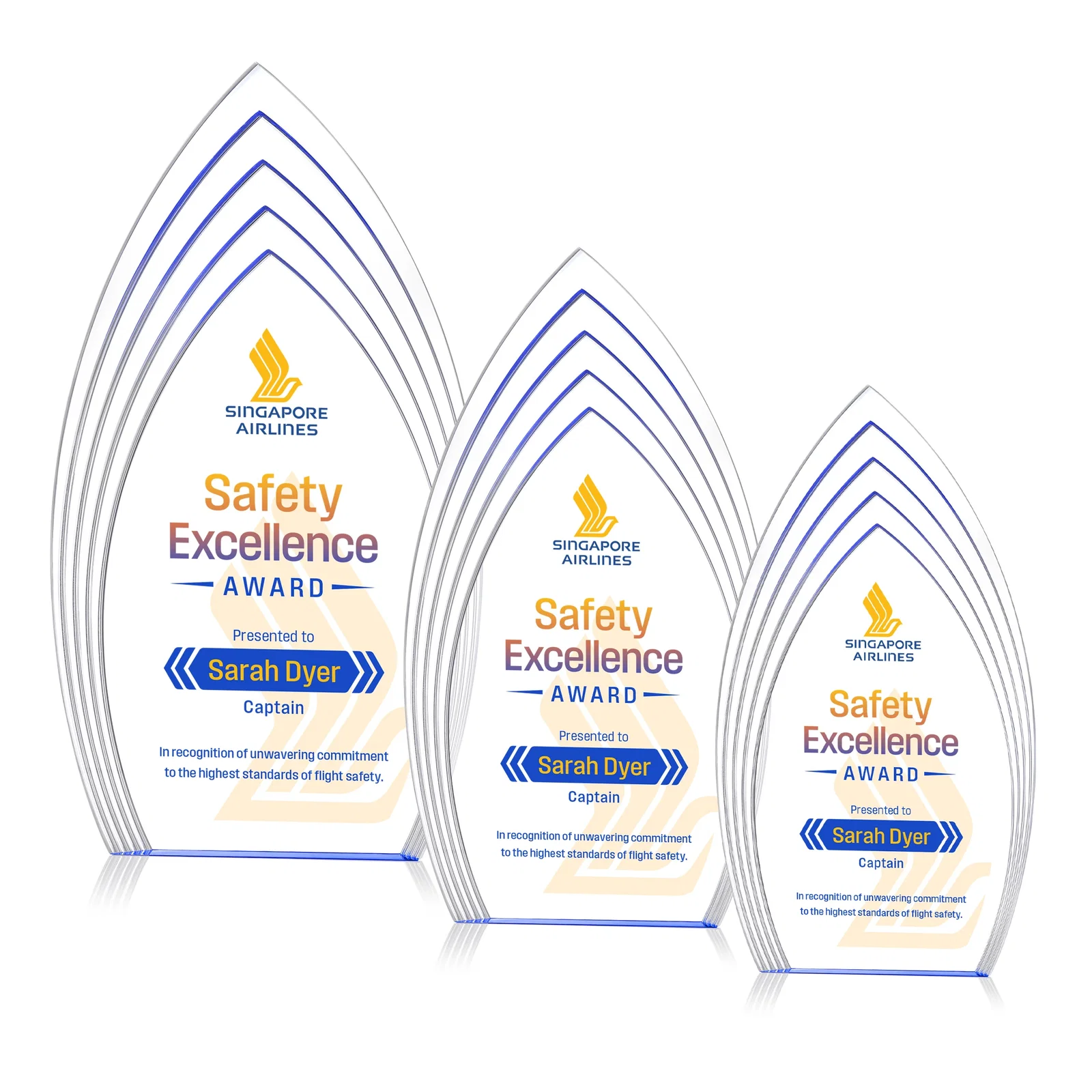 Personalized Layered Acrylic Arrowhead Award with Color-Reflecting Base for volunteer appreciation