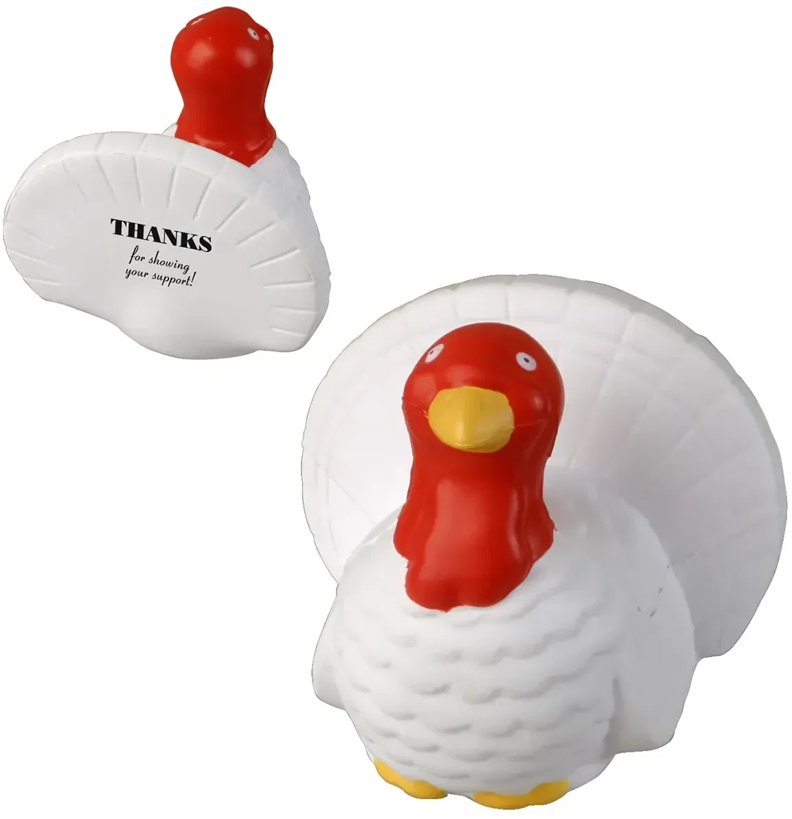 Turkey Stress Reliever, a custom plump-turkey squeeze toy for logo-branded holiday-season promotions