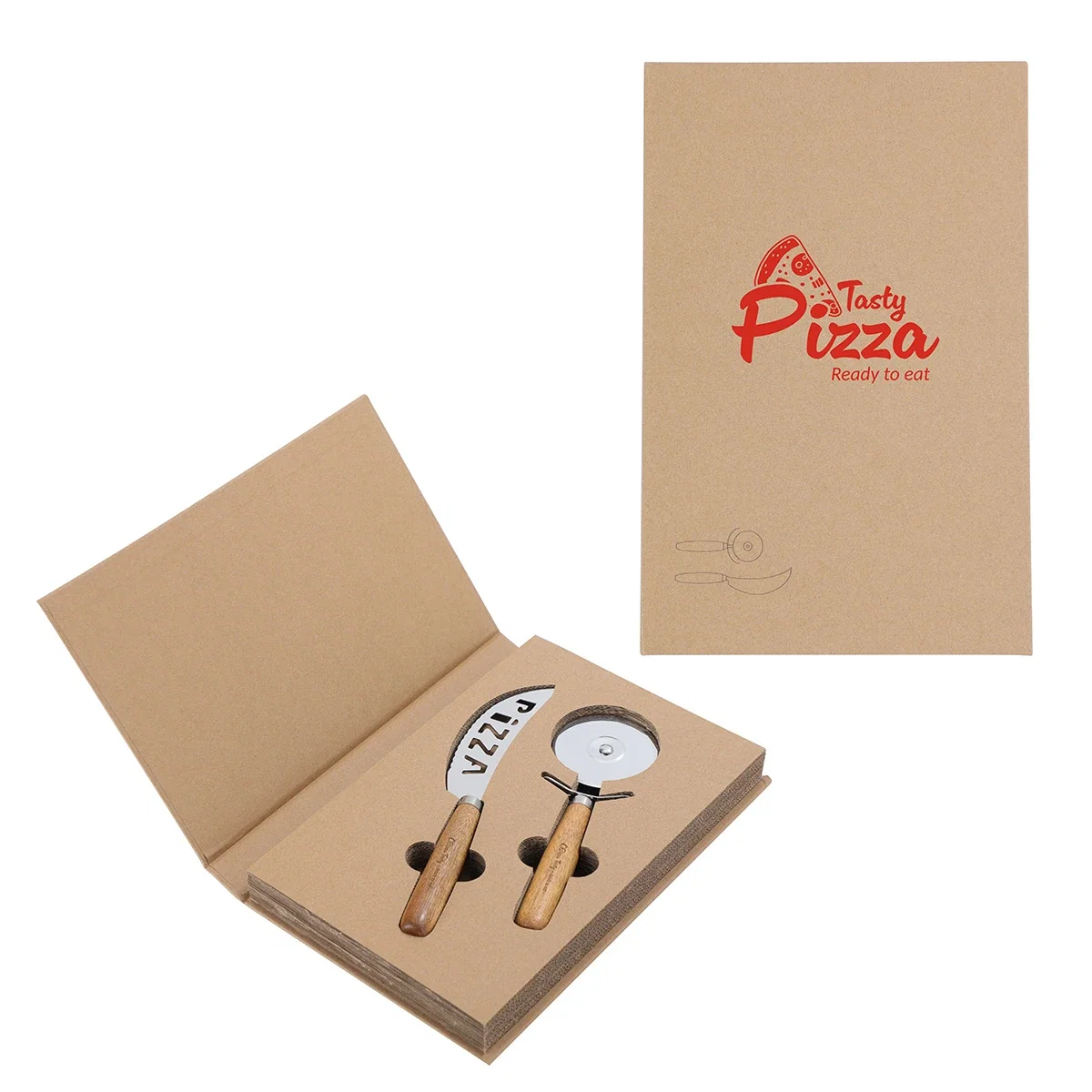 Custom Tuscany 2-Piece Pizza Cutter Set, front view of the branded pizza cutters