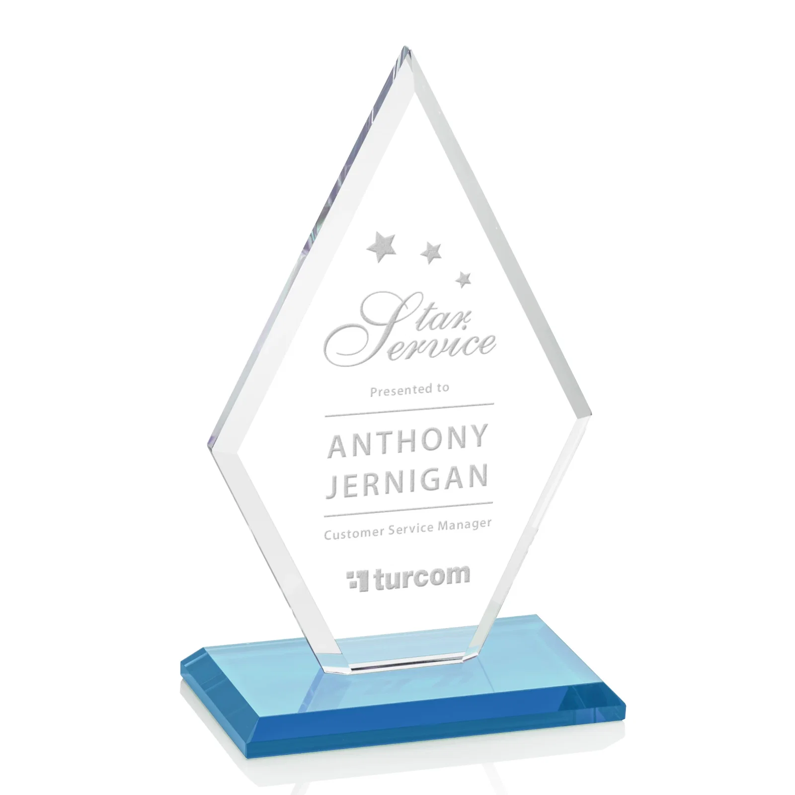 Promotional Starfire Crystal Diamond Award in a Beveled Frame for graduation ceremonies