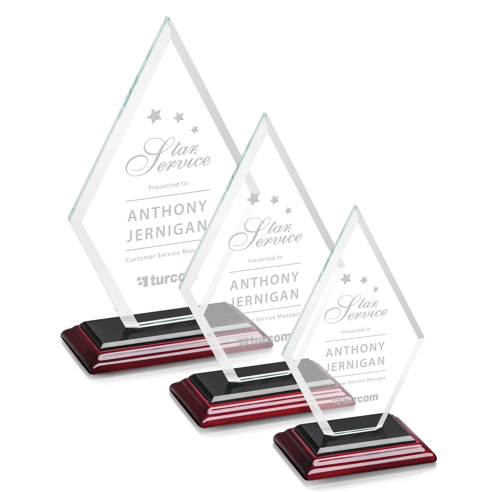 Promotional Starfire Crystal Diamond Award in a Beveled Frame for safety achievement programs