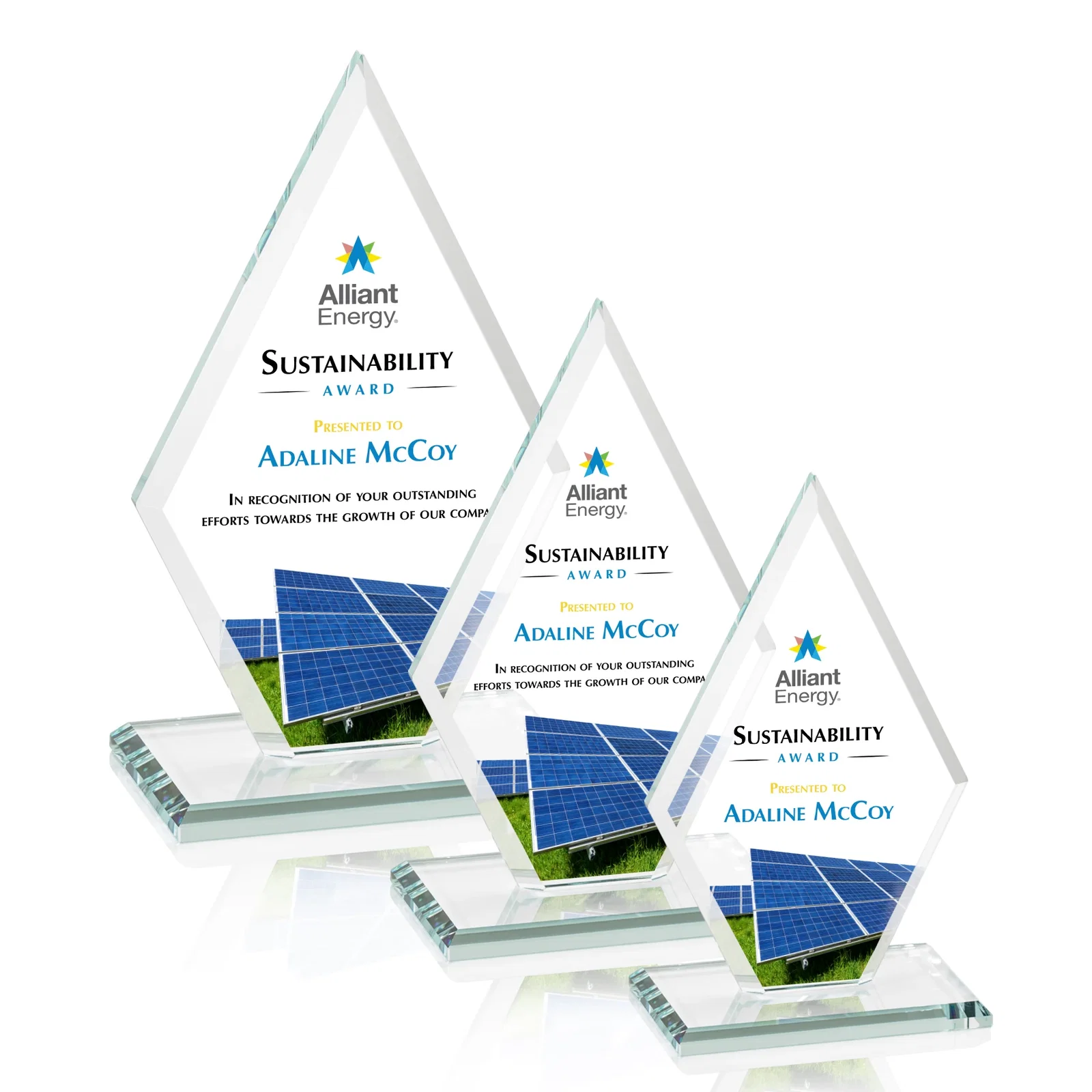 Branded Starfire Crystal Diamond Award in a Beveled Frame for employee recognition