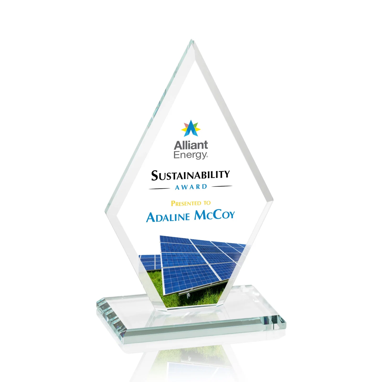 Branded Starfire Crystal Diamond Award in a Beveled Frame for corporate award ceremonies