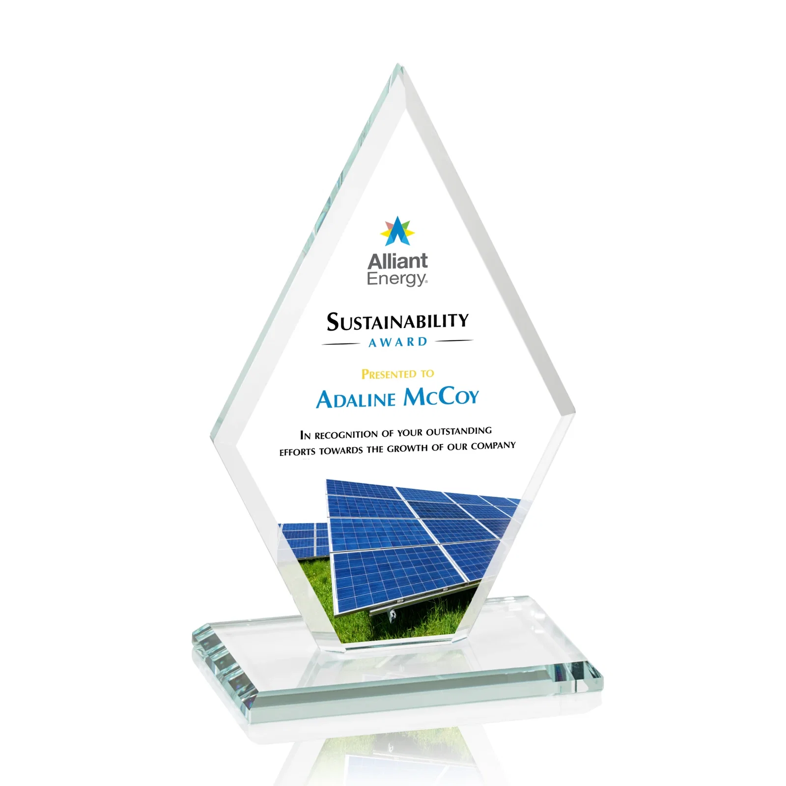 Branded Starfire Crystal Diamond Award in a Beveled Frame for service anniversary gifts
