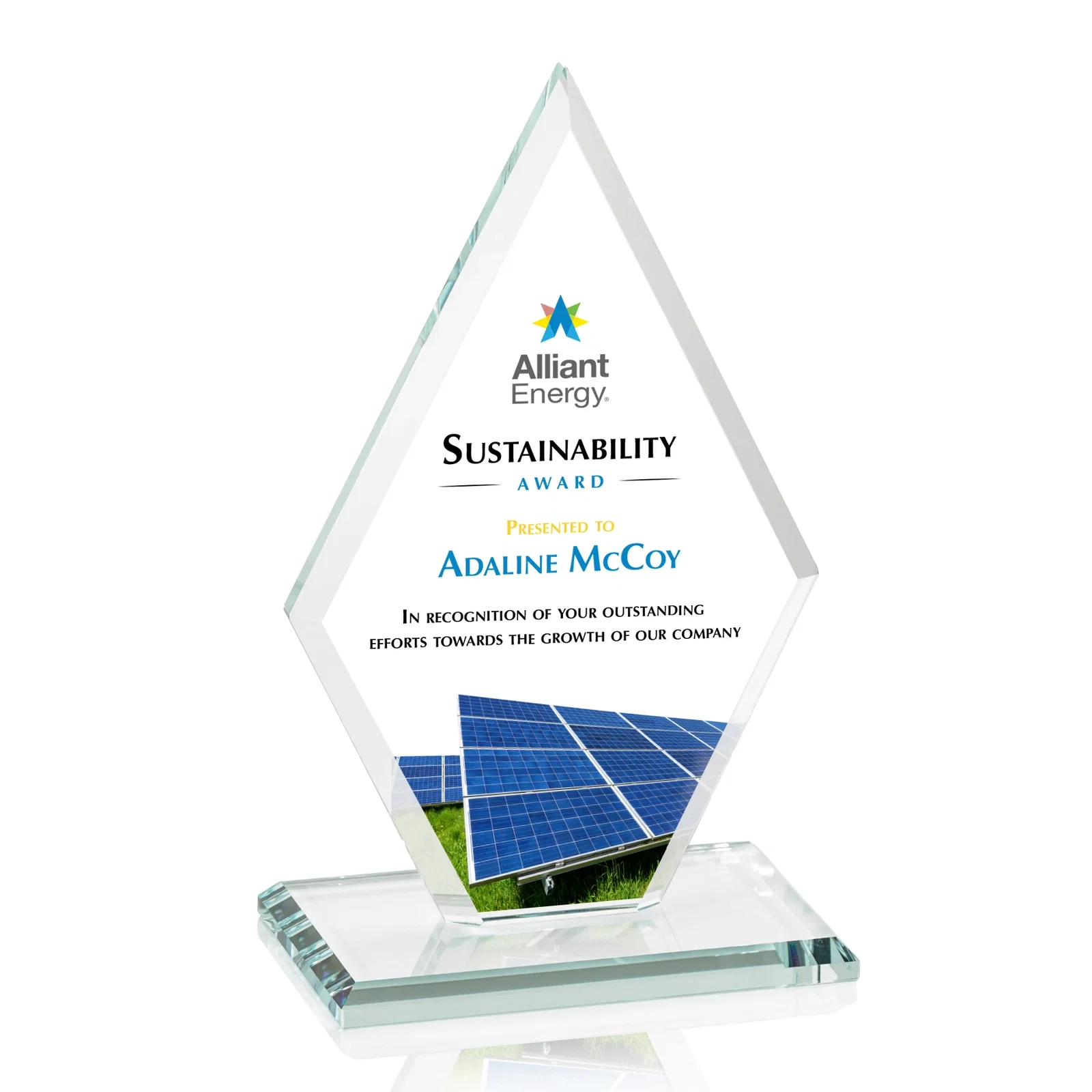 Branded Starfire Crystal Diamond Award in a Beveled Frame for sales achievement awards