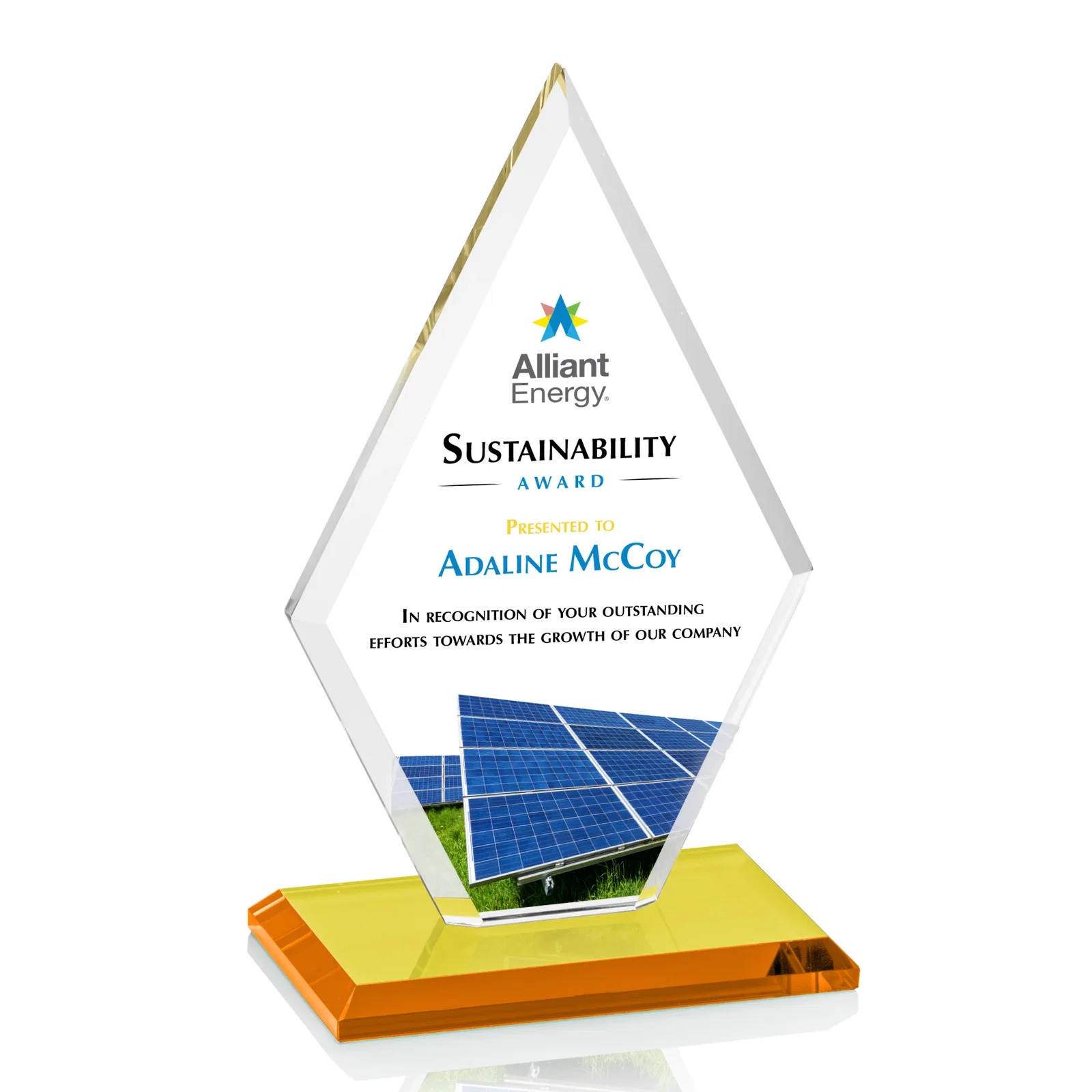 Branded Starfire Crystal Diamond Award in a Beveled Frame for graduation ceremonies