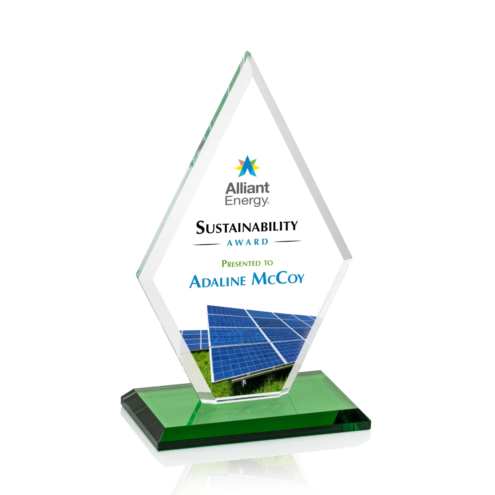 Branded Starfire Crystal Diamond Award in a Beveled Frame for volunteer appreciation