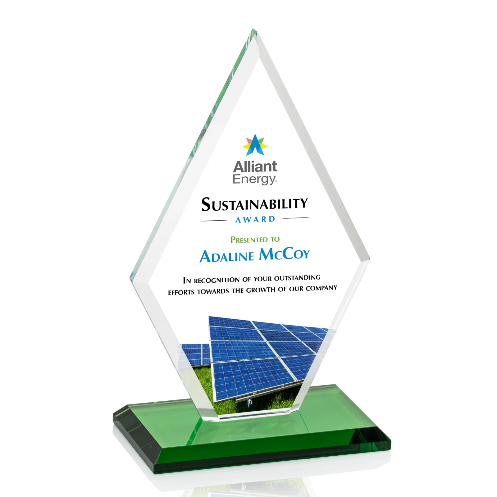 Branded Starfire Crystal Diamond Award in a Beveled Frame for company anniversary events