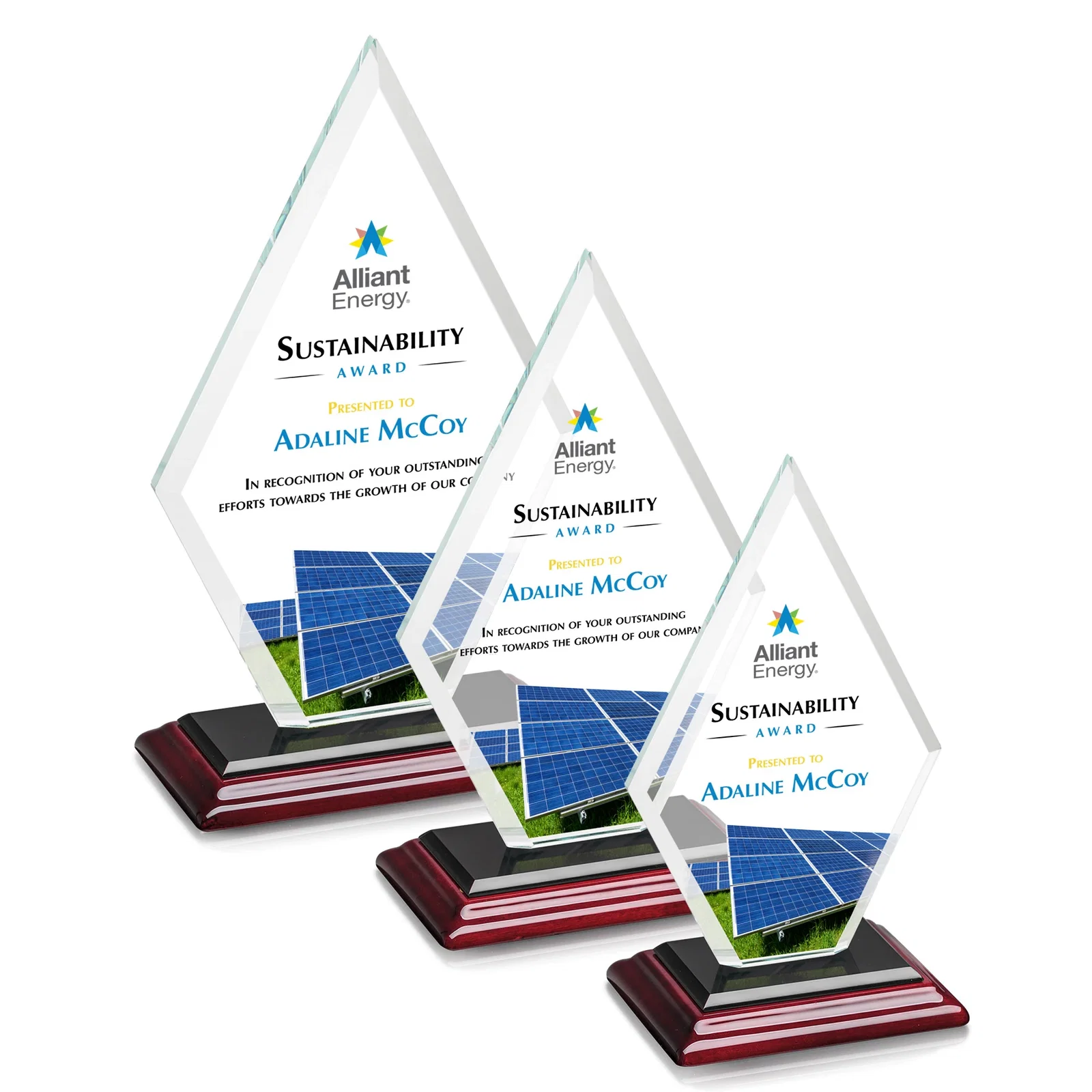 Custom printed Starfire Crystal Diamond Award in a Beveled Frame for safety achievement programs