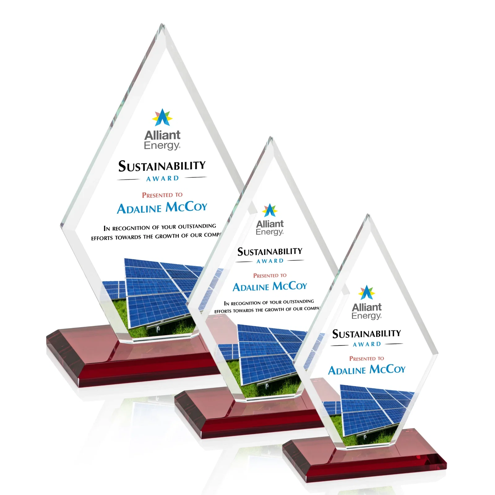 Customized Starfire Crystal Diamond Award in a Beveled Frame for employee recognition