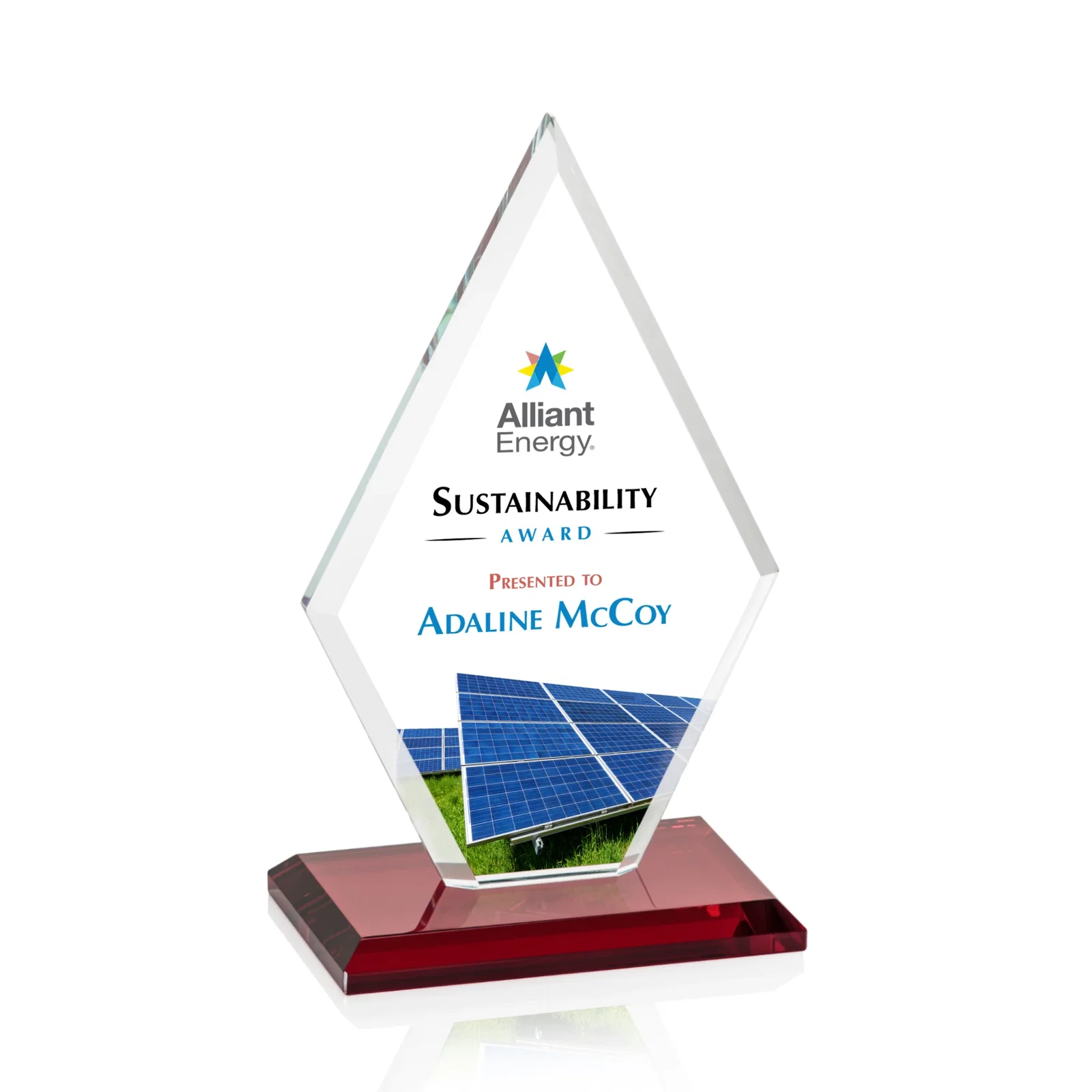 Customized Starfire Crystal Diamond Award in a Beveled Frame for corporate award ceremonies