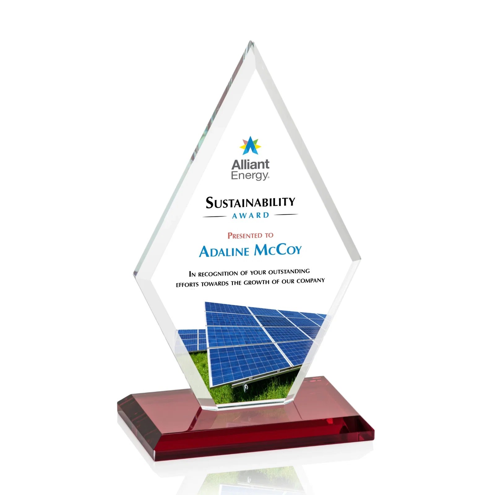 Customized Starfire Crystal Diamond Award in a Beveled Frame for service anniversary gifts