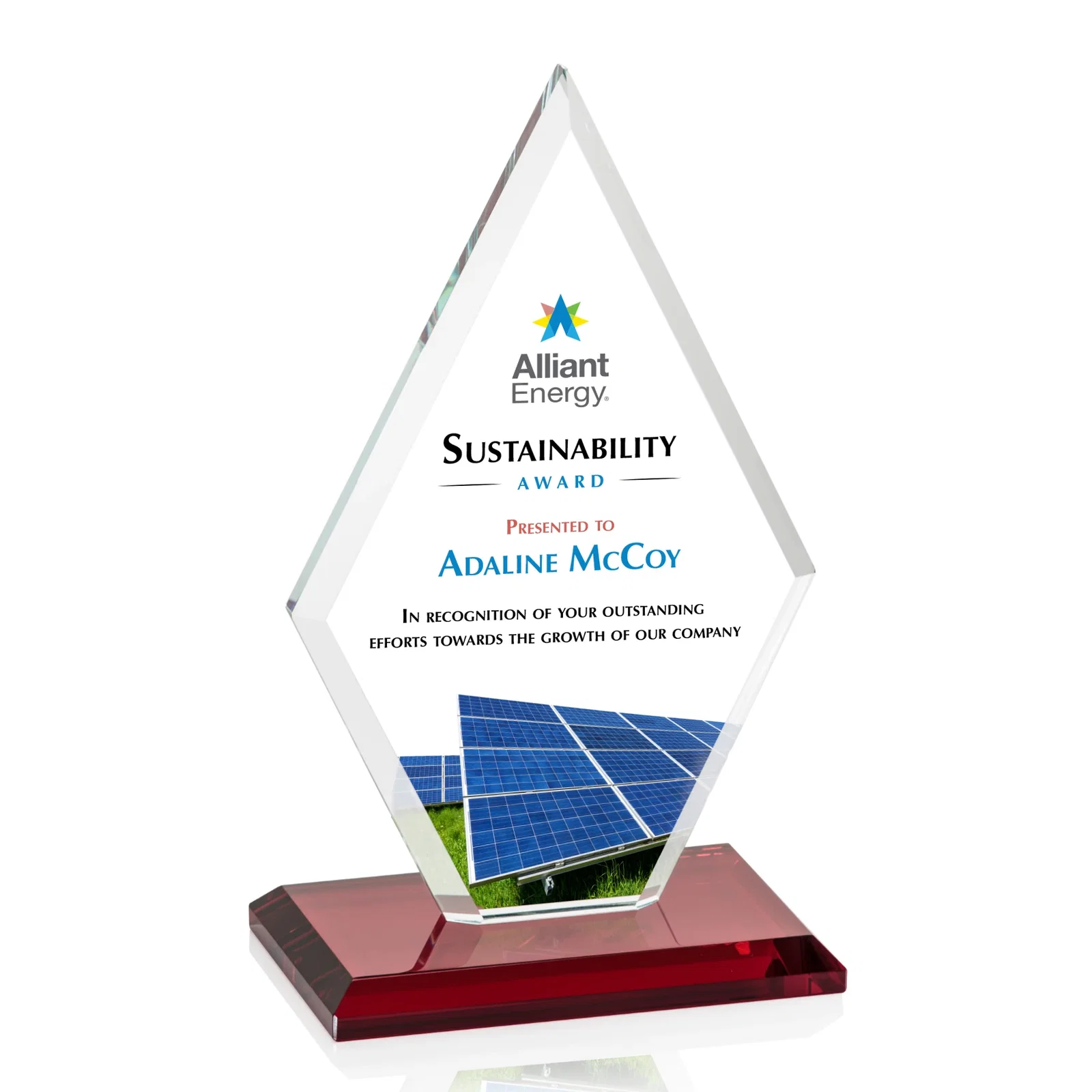 Customized Starfire Crystal Diamond Award in a Beveled Frame for sales achievement awards