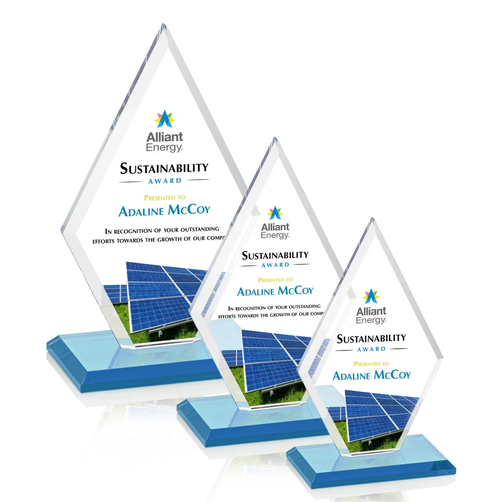 Customized Starfire Crystal Diamond Award in a Beveled Frame for retirement presentations