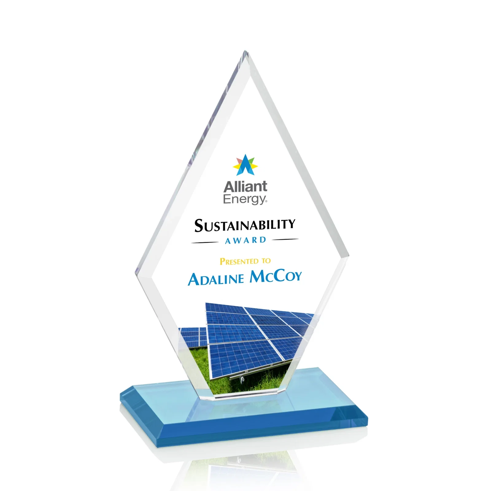 Customized Starfire Crystal Diamond Award in a Beveled Frame for team milestone celebrations