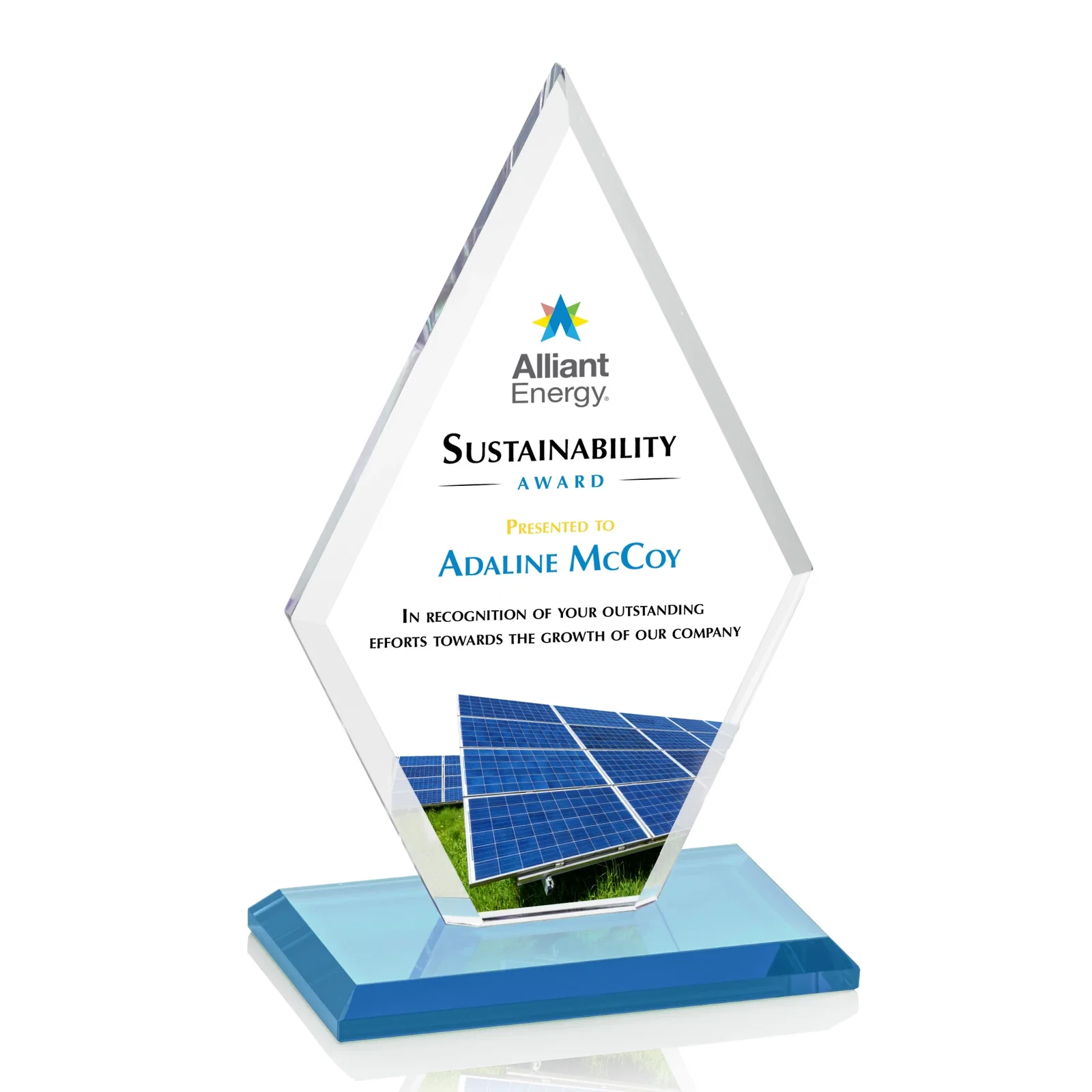 Customized Starfire Crystal Diamond Award in a Beveled Frame for graduation ceremonies