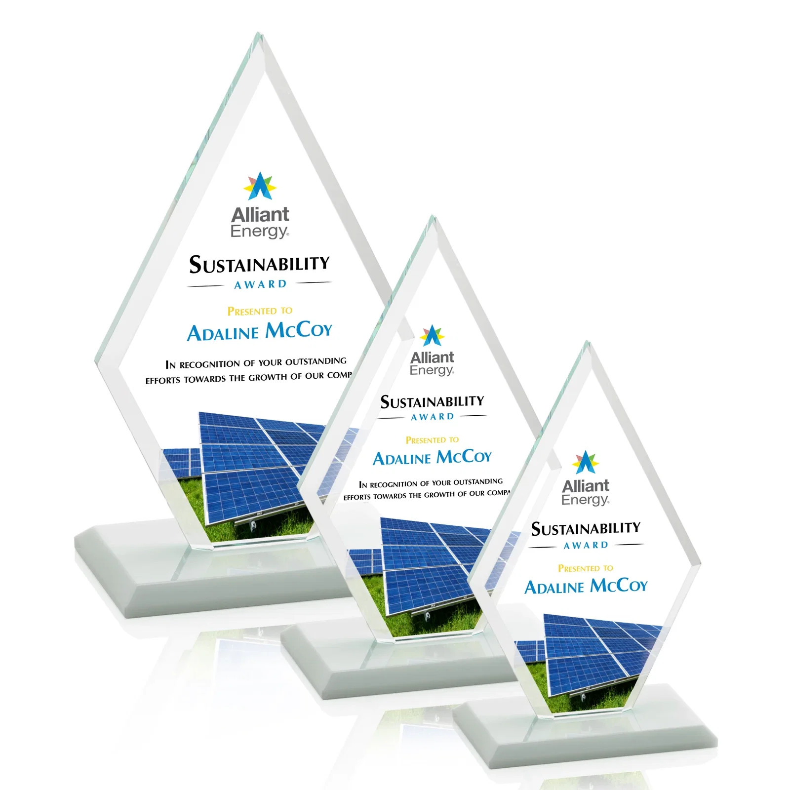 Customized Starfire Crystal Diamond Award in a Beveled Frame for safety achievement programs
