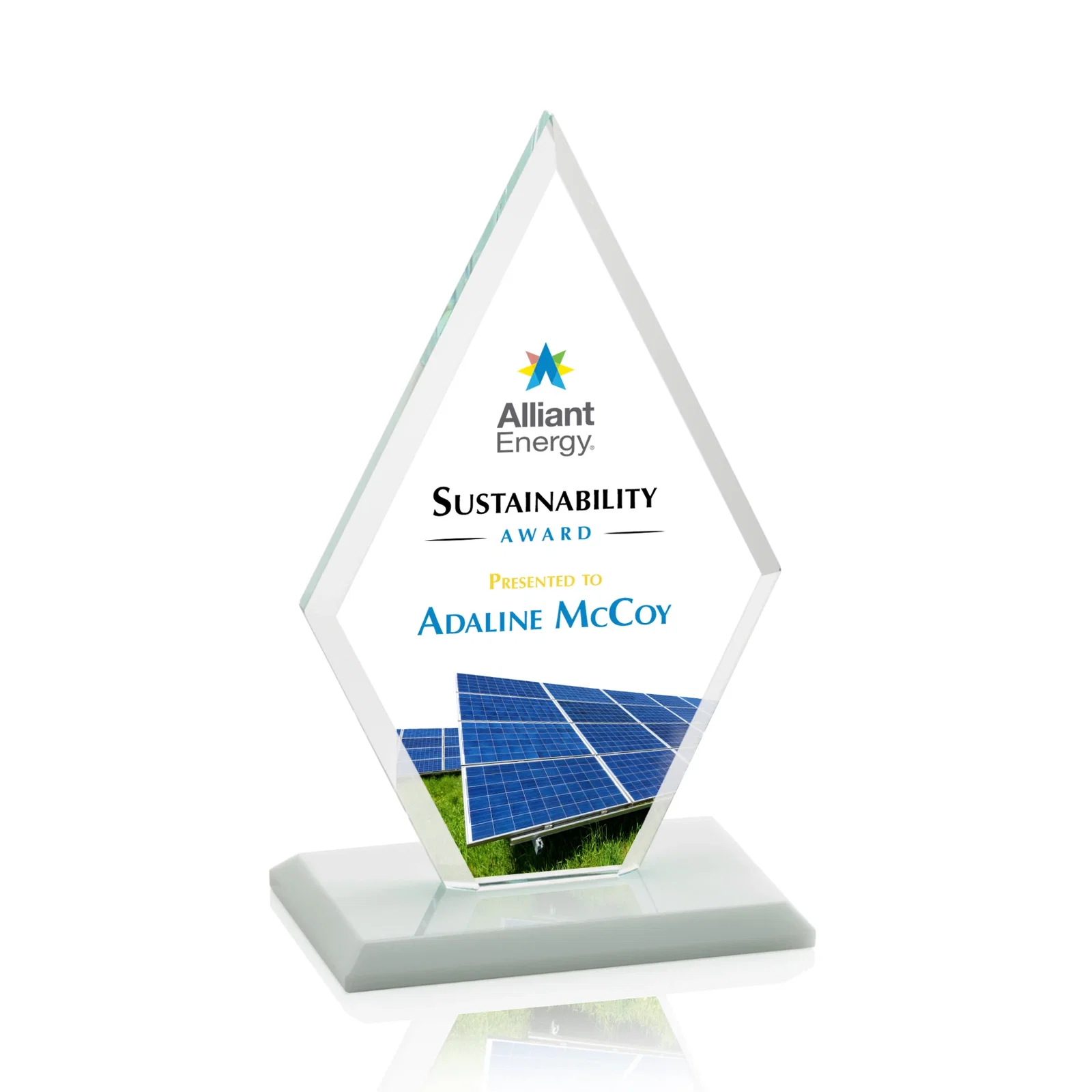 Customized Starfire Crystal Diamond Award in a Beveled Frame for volunteer appreciation