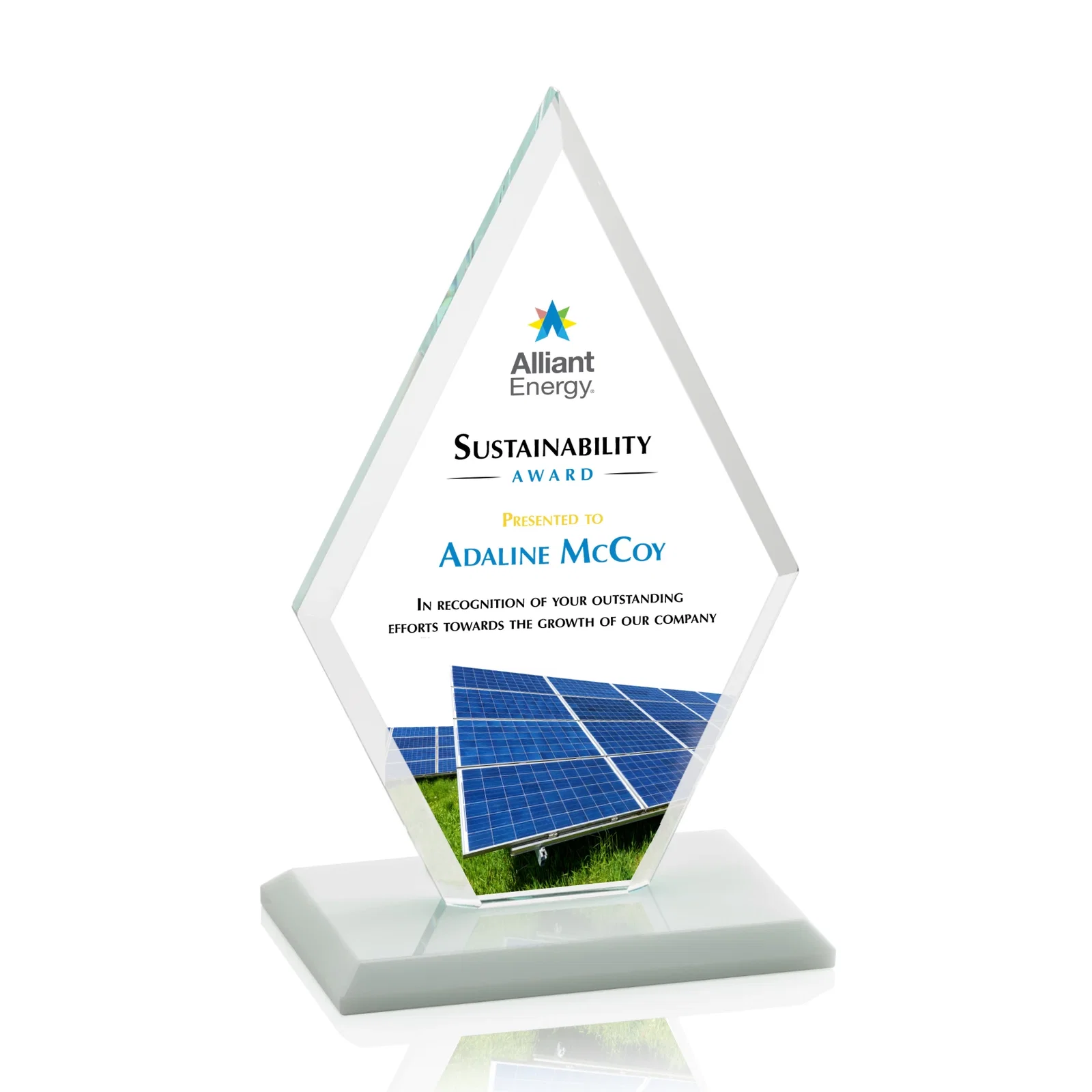 Customized Starfire Crystal Diamond Award in a Beveled Frame for dealer and partner awards