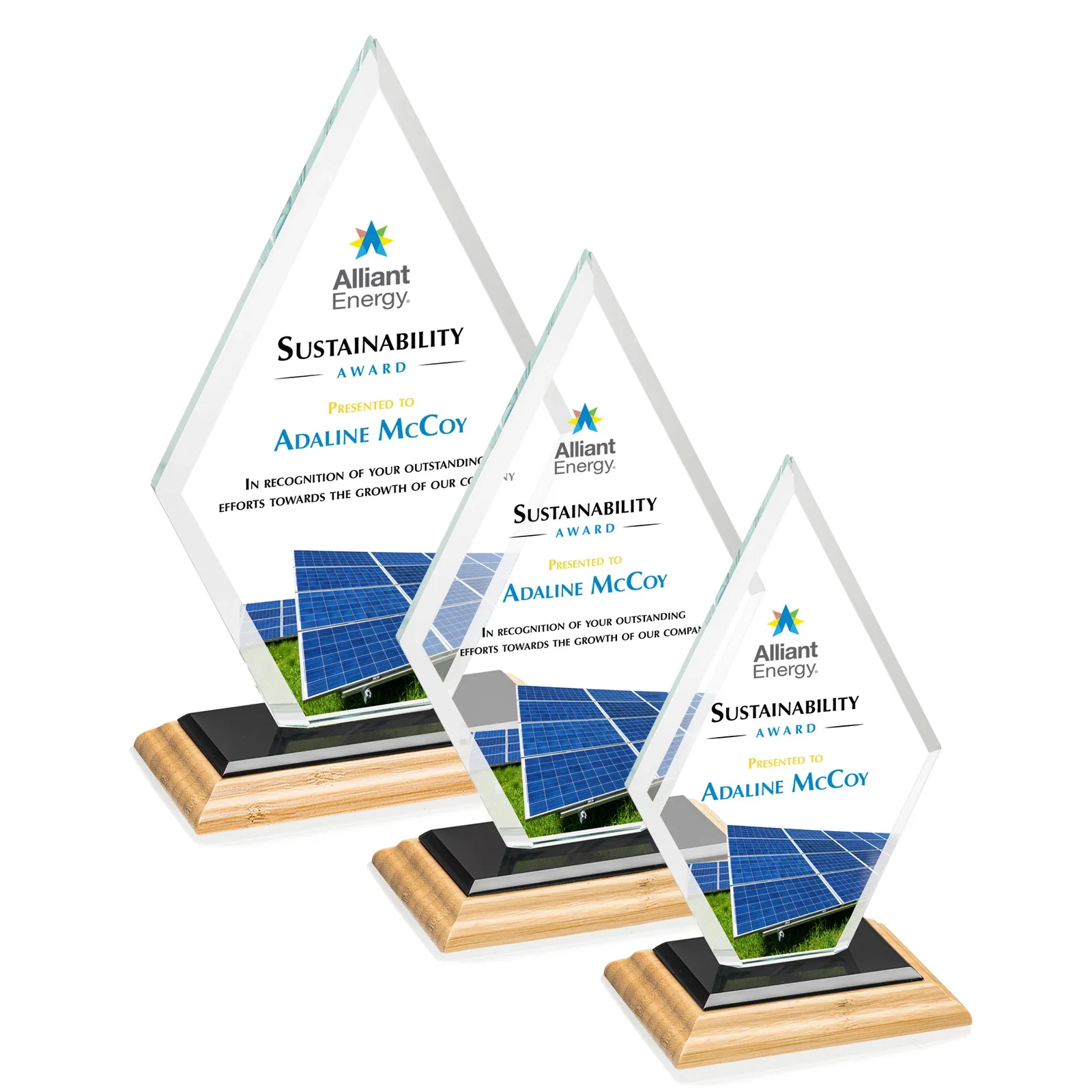Custom engraved Starfire Crystal Diamond Award in a Beveled Frame for safety achievement programs