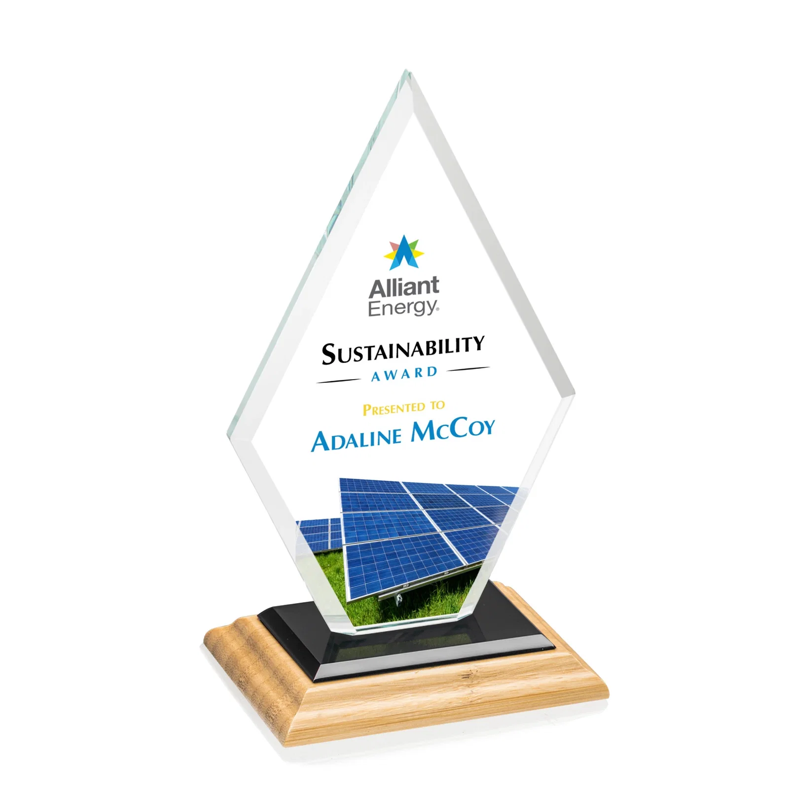 Custom engraved Starfire Crystal Diamond Award in a Beveled Frame for volunteer appreciation