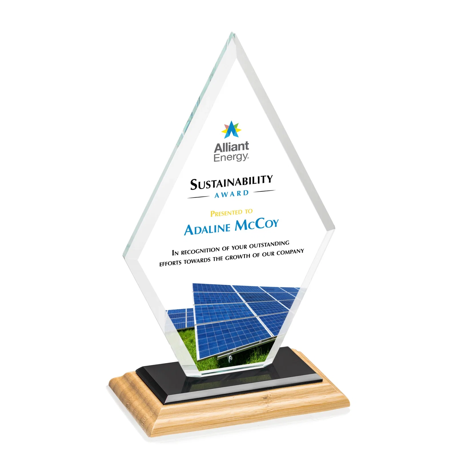 Custom engraved Starfire Crystal Diamond Award in a Beveled Frame for dealer and partner awards