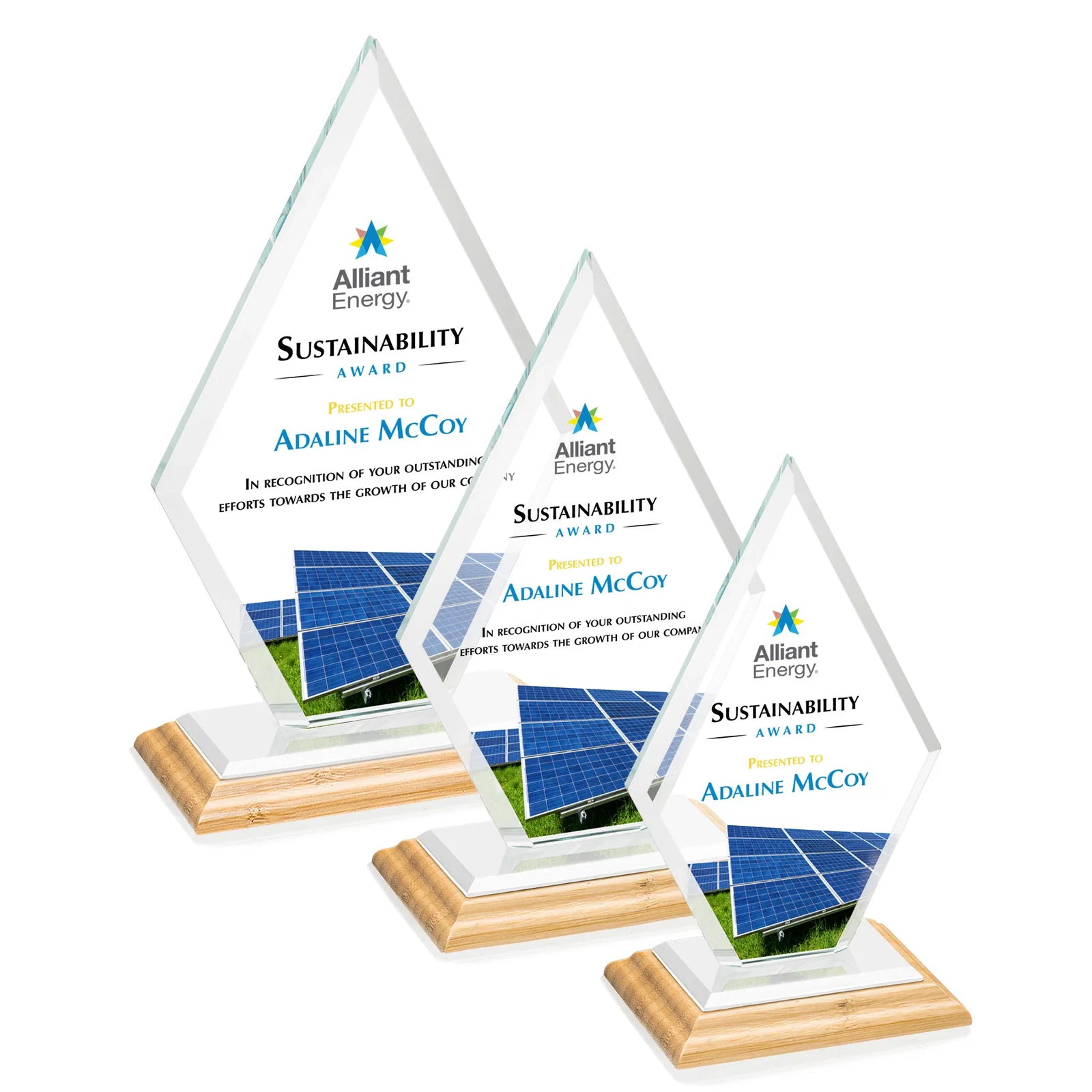 Custom Starfire Crystal Diamond Award in a Beveled Frame, with your logo for employee recognition