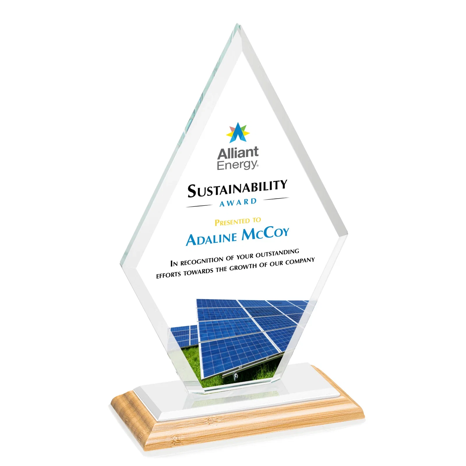 Custom Starfire Crystal Diamond Award in a Beveled Frame, with your logo for sales achievement awards