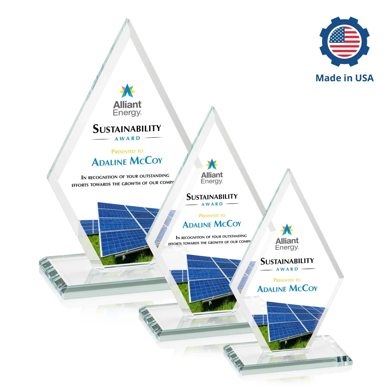 Custom Starfire Crystal Diamond Award in a Beveled Frame, with your logo for safety achievement programs