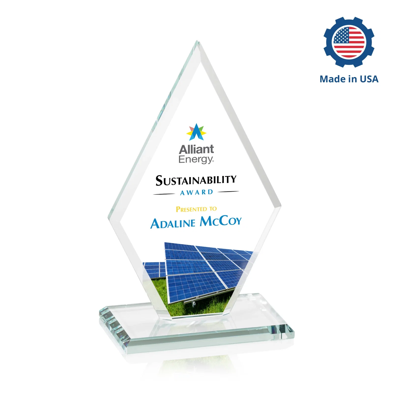 Custom Starfire Crystal Diamond Award in a Beveled Frame, with your logo for volunteer appreciation
