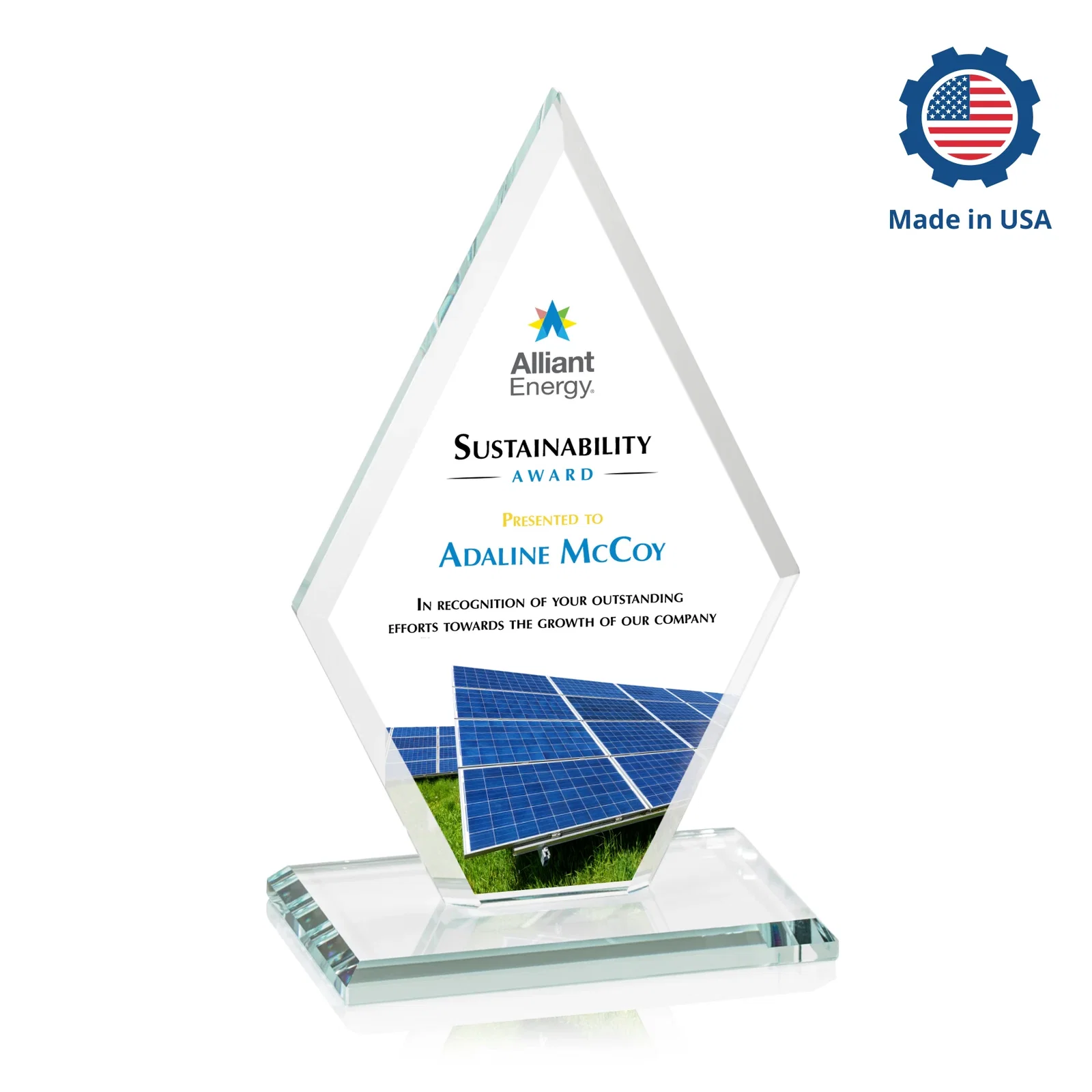Custom Starfire Crystal Diamond Award in a Beveled Frame, with your logo for dealer and partner awards