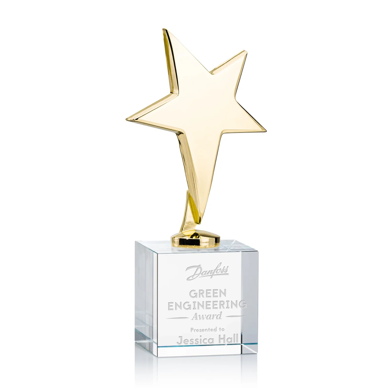 Custom Cast Metal Star Award on Optical Crystal Base for corporate award ceremonies