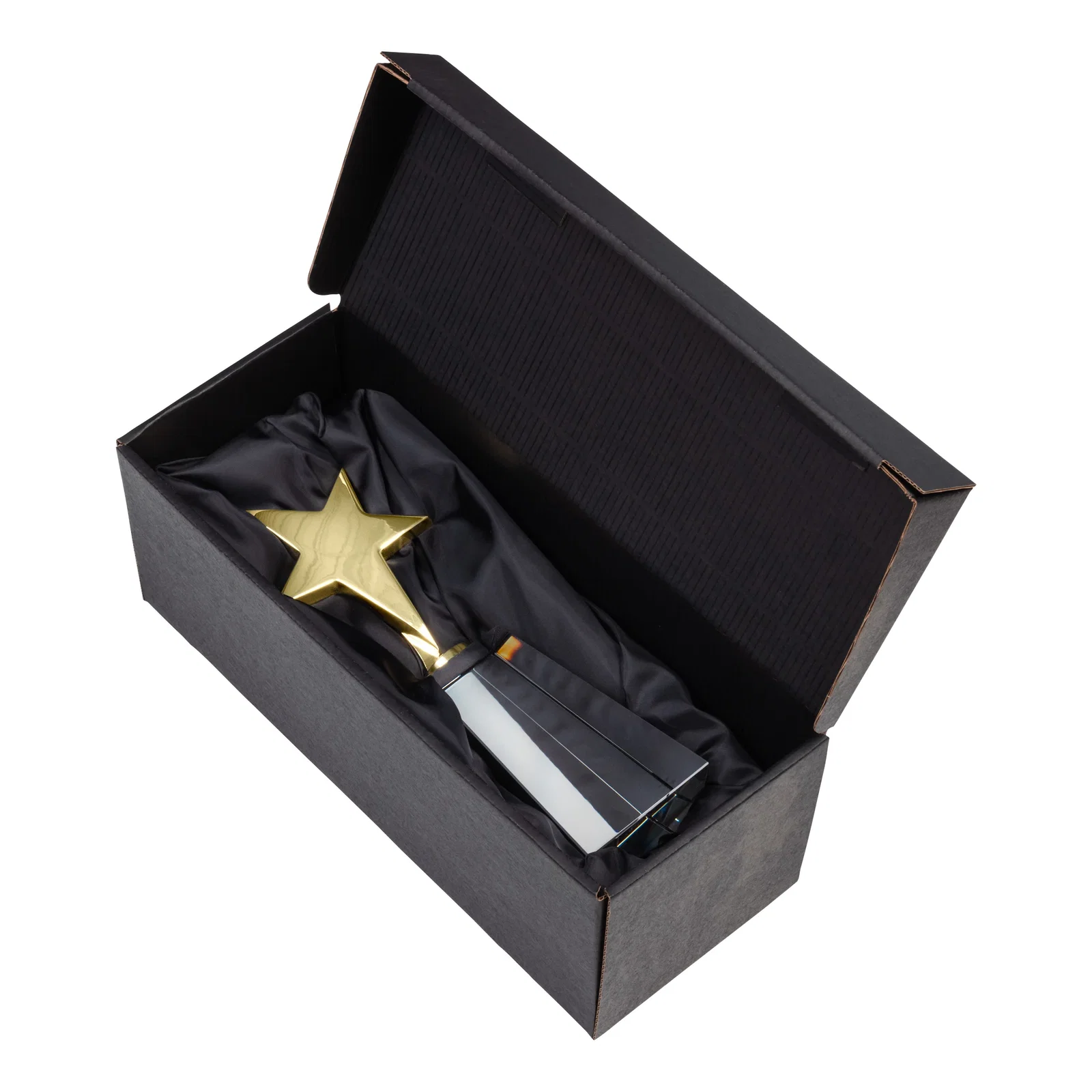 Custom Cast Metal Star Award on Optical Crystal Base for service anniversary gifts