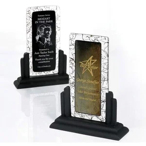 Glass Stringer Award, Two Fused Glass Layers on Ebony Base