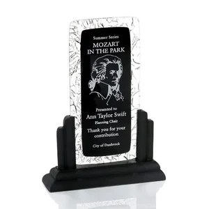 Glass Stringer Award, Two Fused Glass Layers on Ebony Base