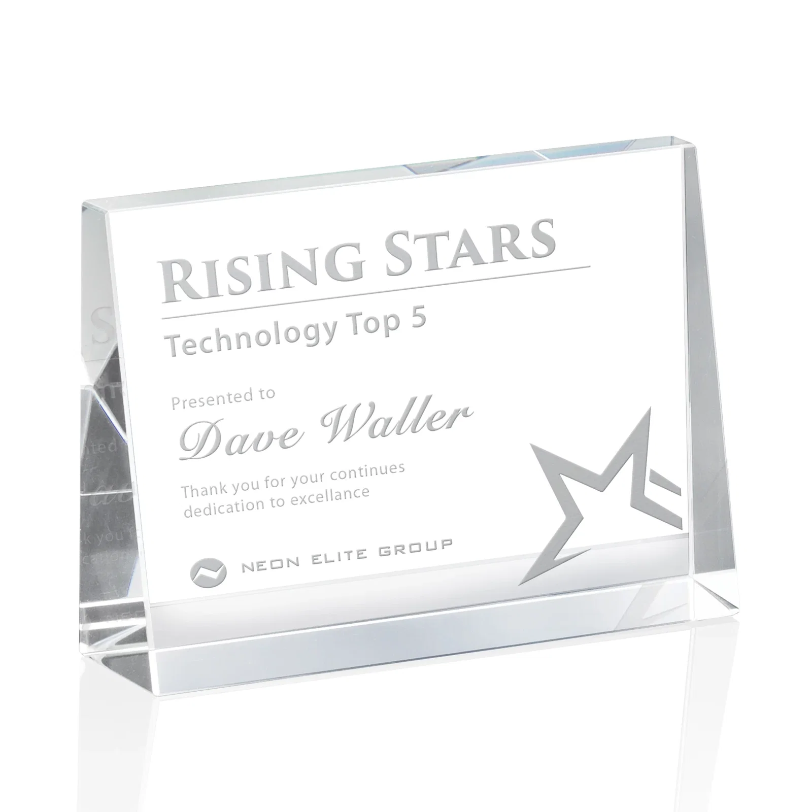 Custom Optical Crystal Block Award, Freestanding in One Solid Piece, awards for volunteer appreciation