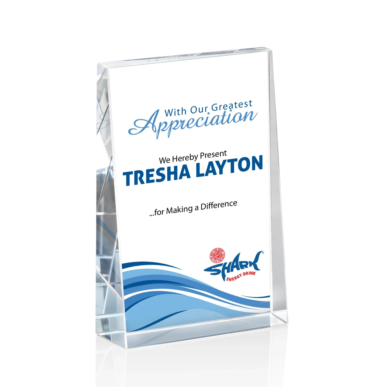 Personalized Optical Crystal Block Award, Freestanding in One Solid Piece, awards for sales achievement awards