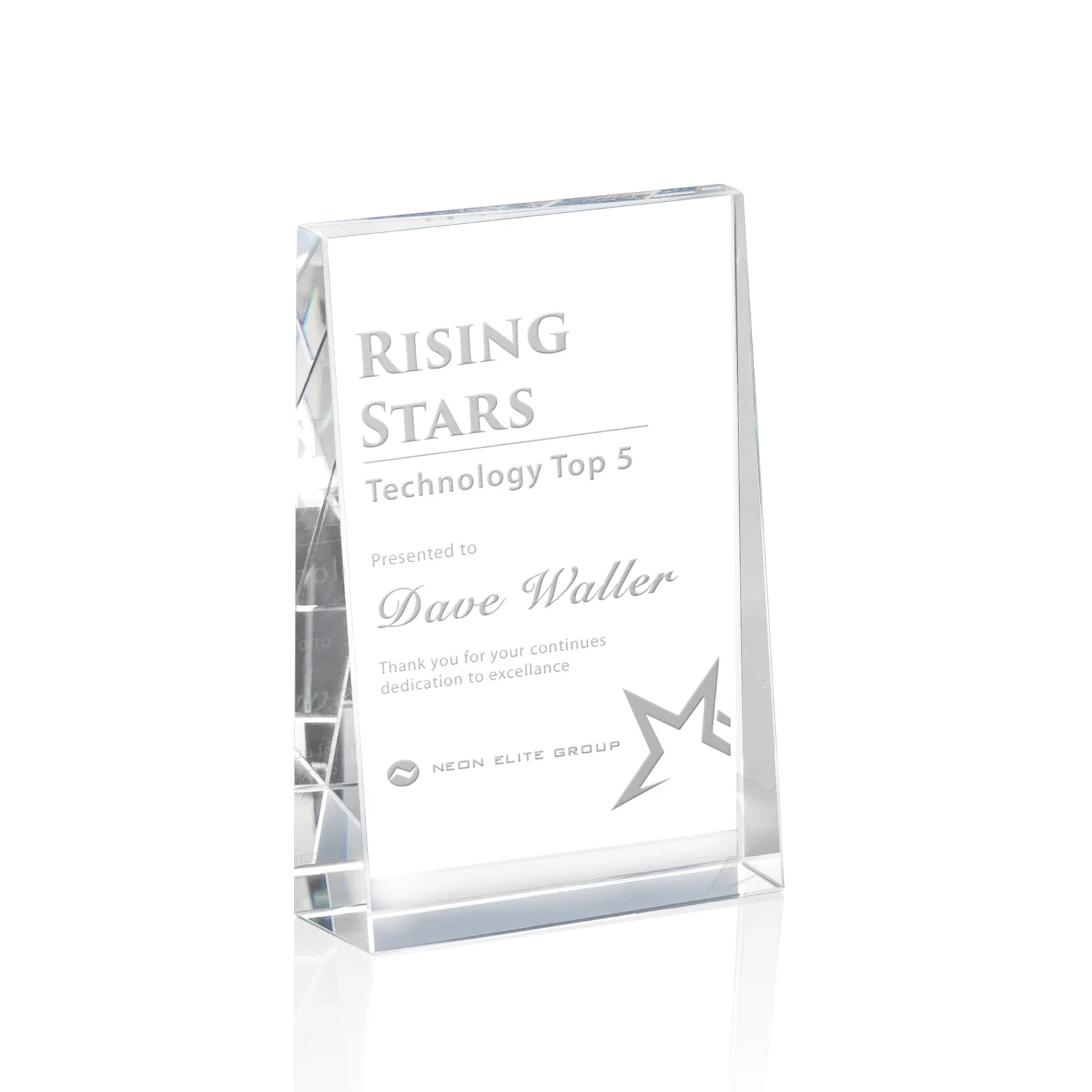 Custom Optical Crystal Block Award, Freestanding in One Solid Piece, awards for corporate award ceremonies