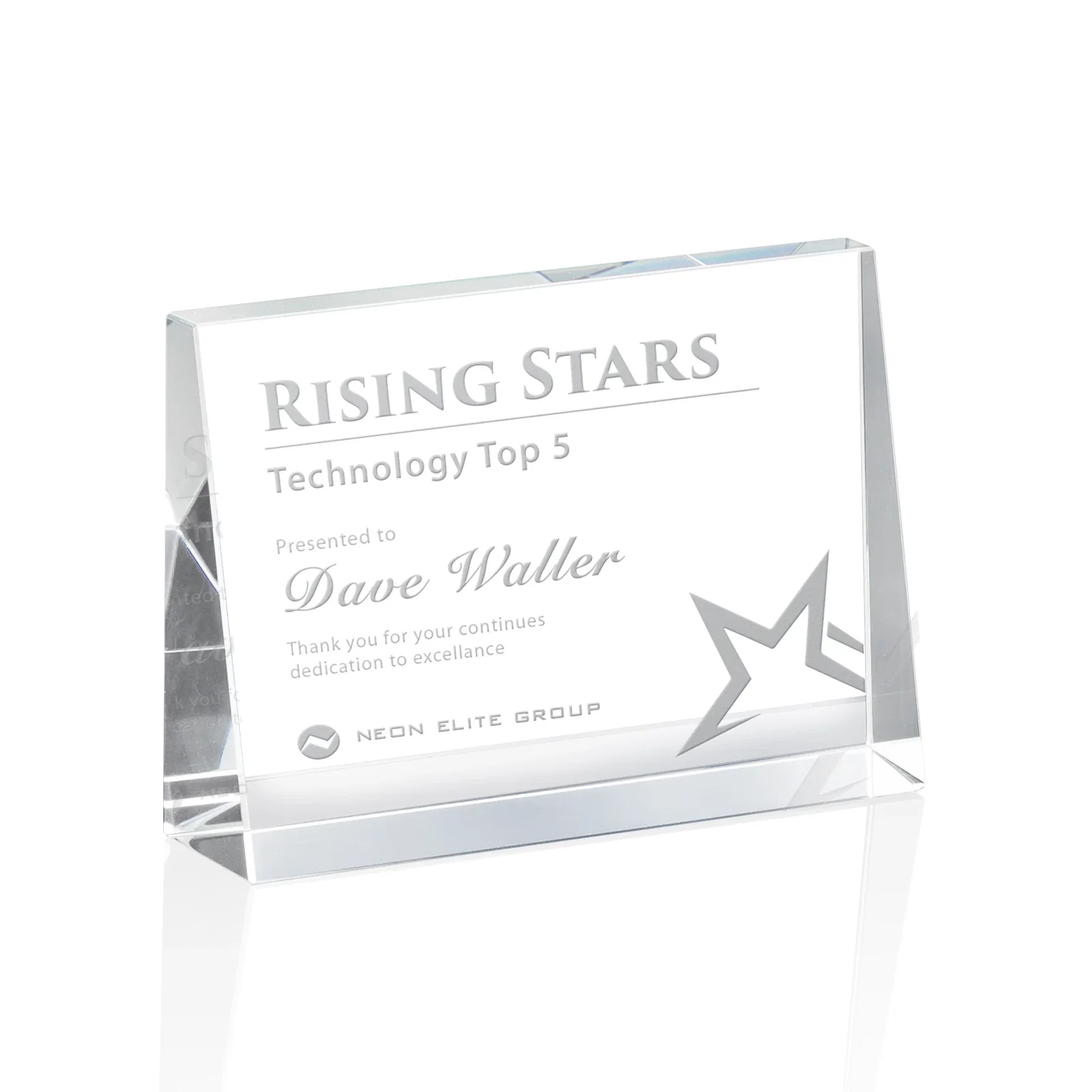 Custom Optical Crystal Block Award, Freestanding in One Solid Piece, awards for service anniversary gifts