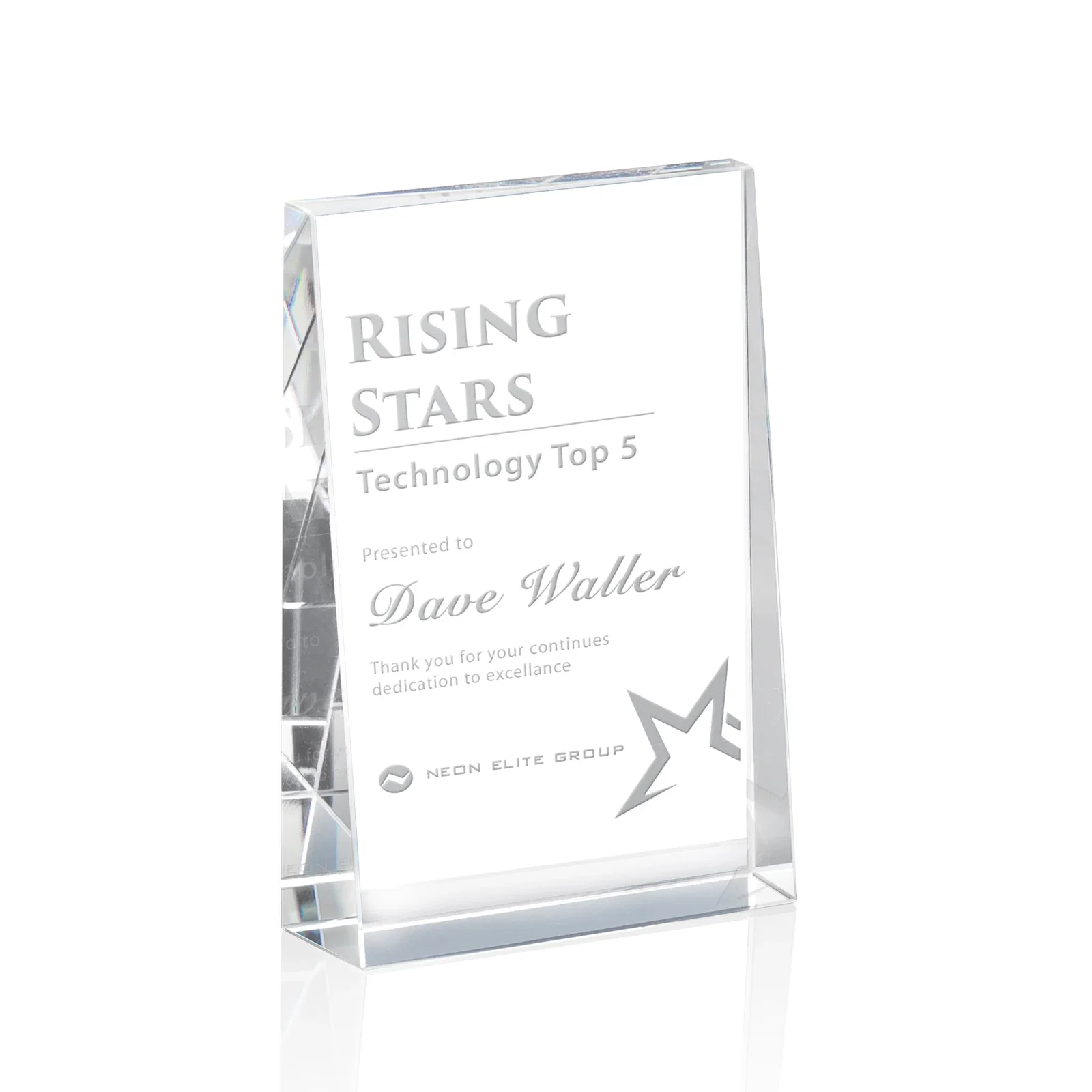 Custom Optical Crystal Block Award, Freestanding in One Solid Piece, awards for sales achievement awards