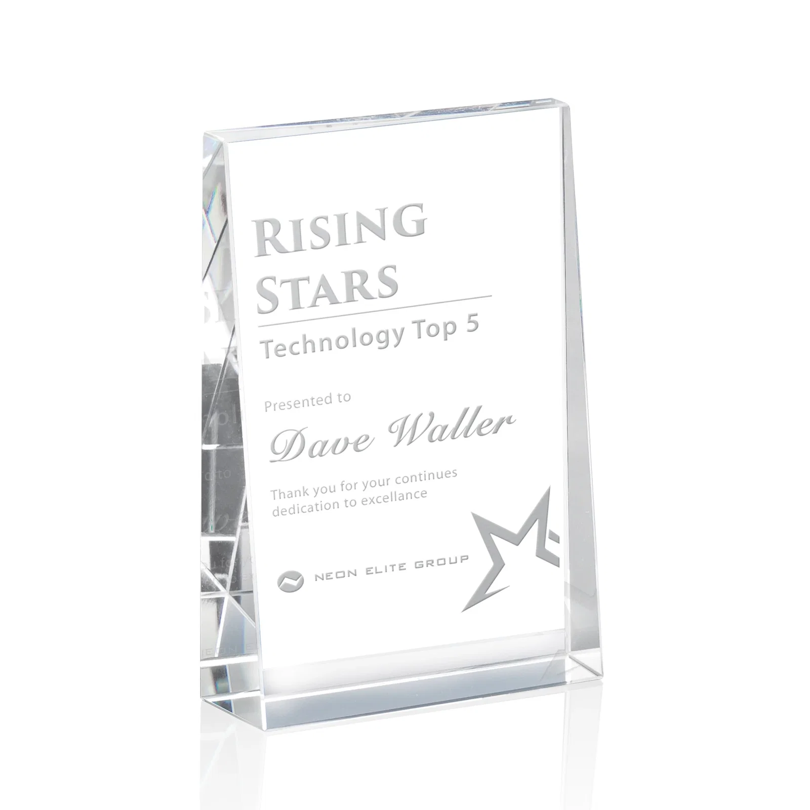 Custom Optical Crystal Block Award, Freestanding in One Solid Piece, awards for retirement presentations