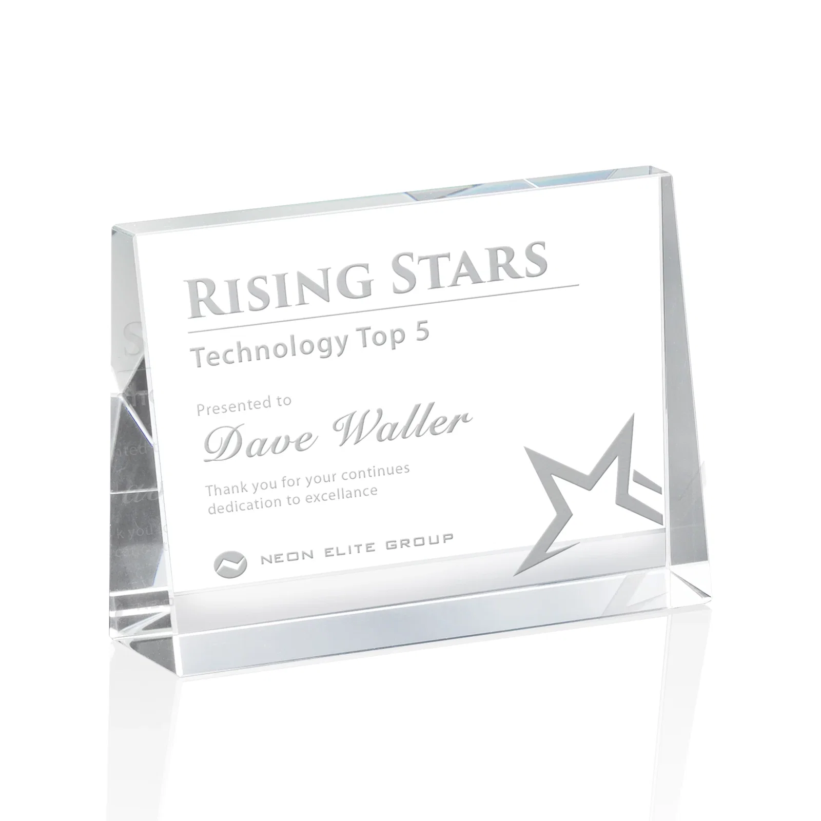 Custom Optical Crystal Block Award, Freestanding in One Solid Piece, awards for team milestone celebrations