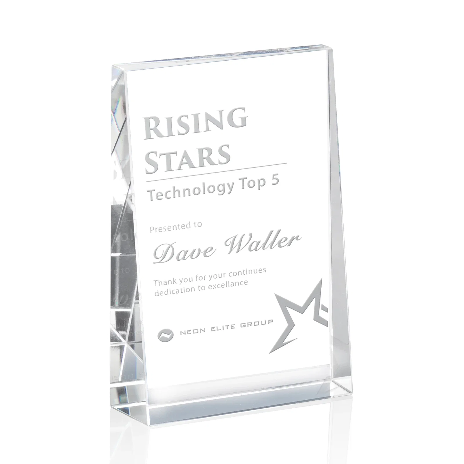 Custom Optical Crystal Block Award, Freestanding in One Solid Piece, awards for donor appreciation